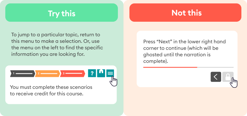 eLearning design mistake - locking down navigation