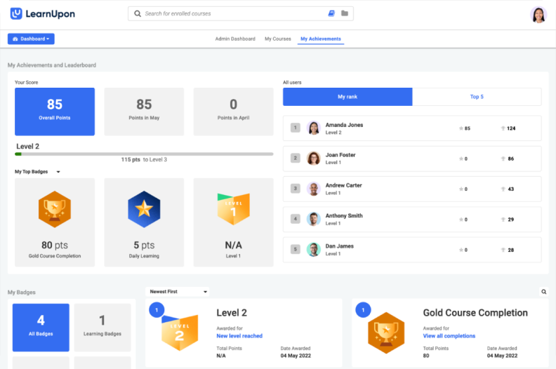 LearnUpon SaaS LMS interface