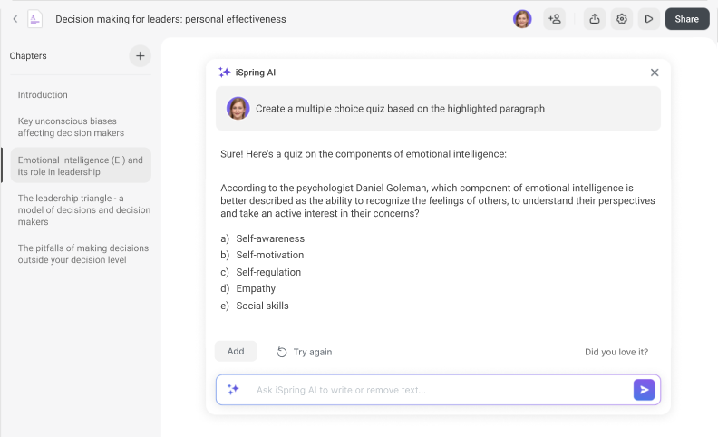 AI Assistant in iSpring LMS