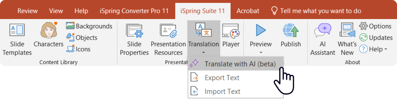 Translate with AI (beta)