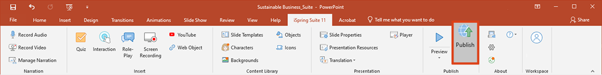 Publishing a presentation in iSpring Suite Publishing a presentation in iSpring Suite