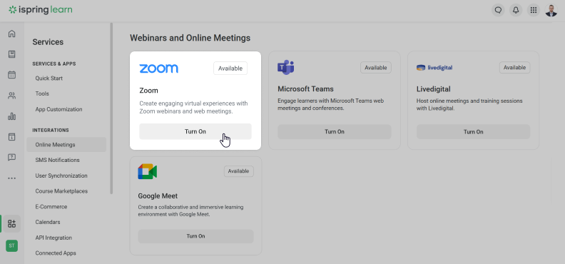 Zoom integration in iSpring LMS