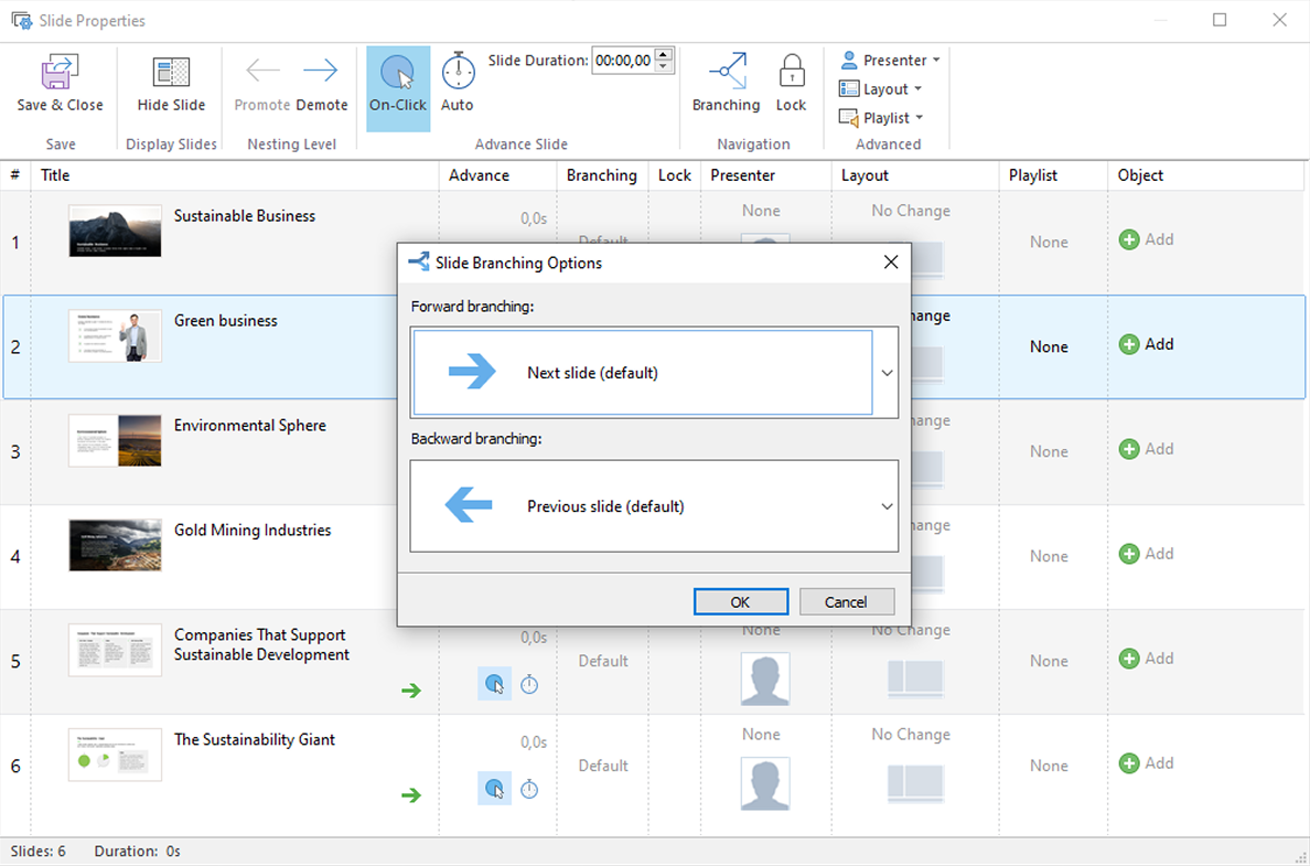 Slide branching options Slide branching options in iSpring Suite