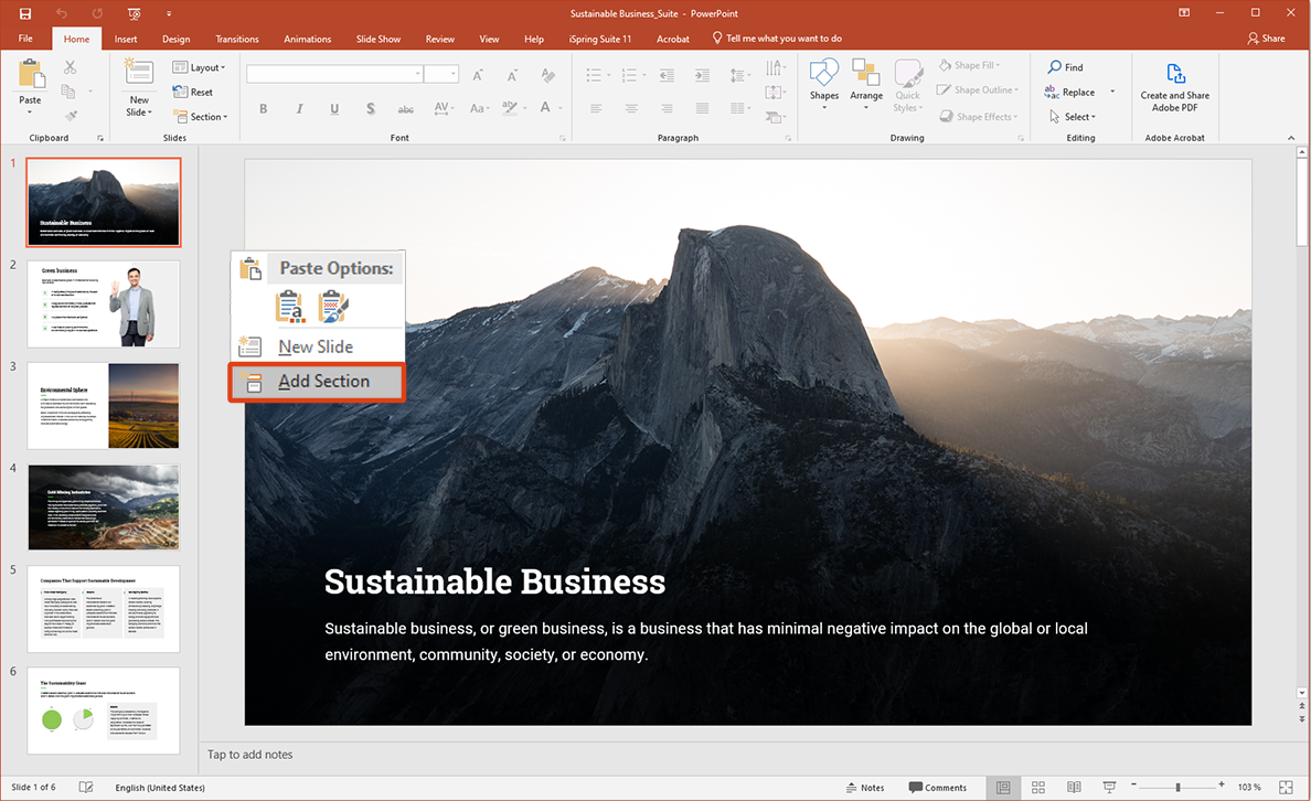 Adding sections in PowerPoint Adding sections in PowerPoint
