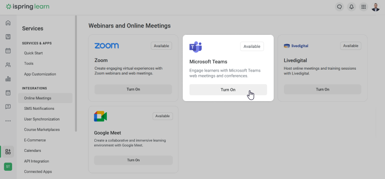 Microsoft Teams integration in iSpring LMS