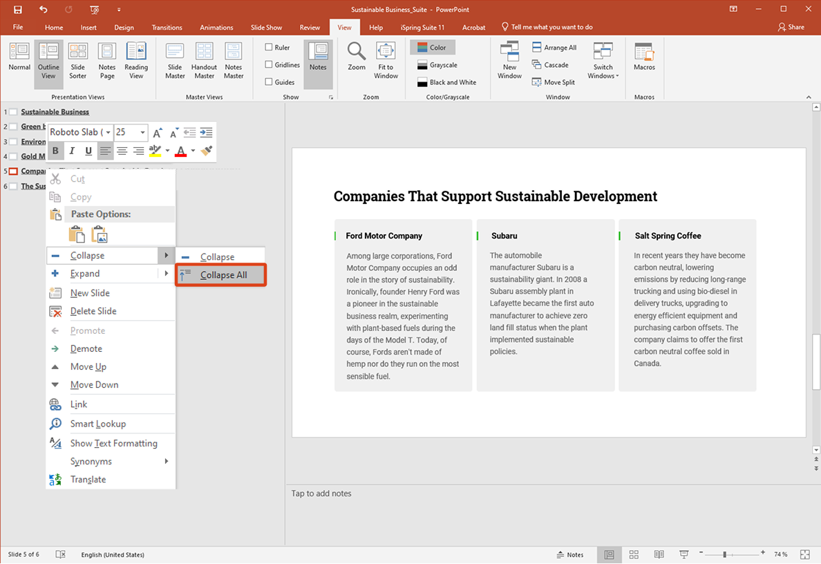 Collapse All Collapse All in PowerPoint