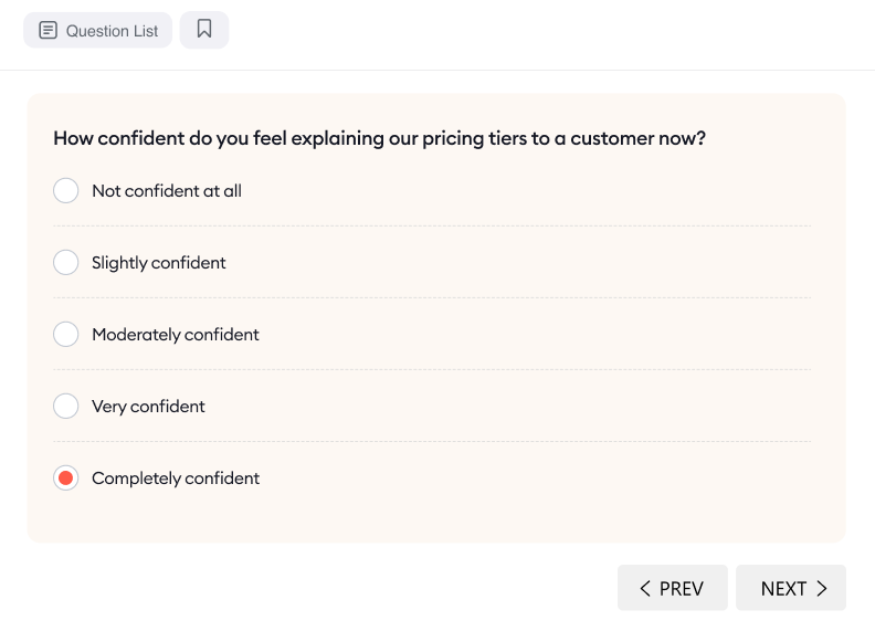 Post-training question example created in iSpring Suite