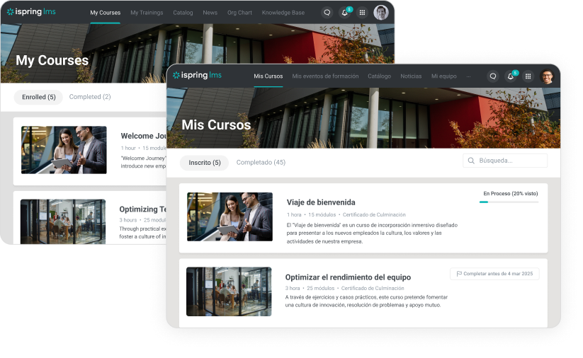 Multilingual interface in iSpring LMS