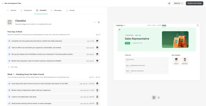 Development plans in iSpring LMS