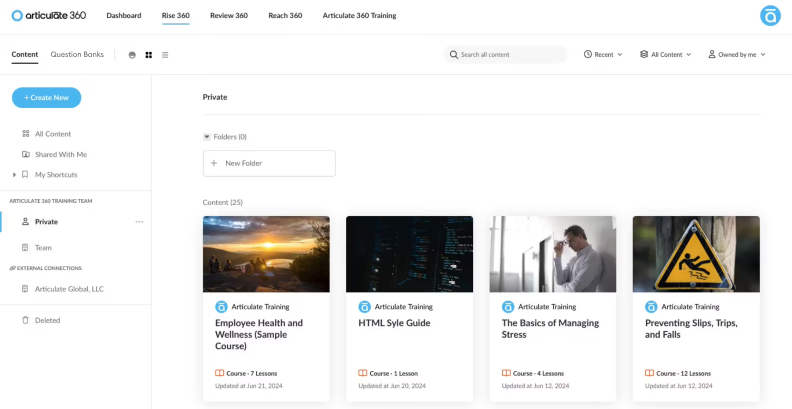 Articulate 360 interface Articulate 360 interface