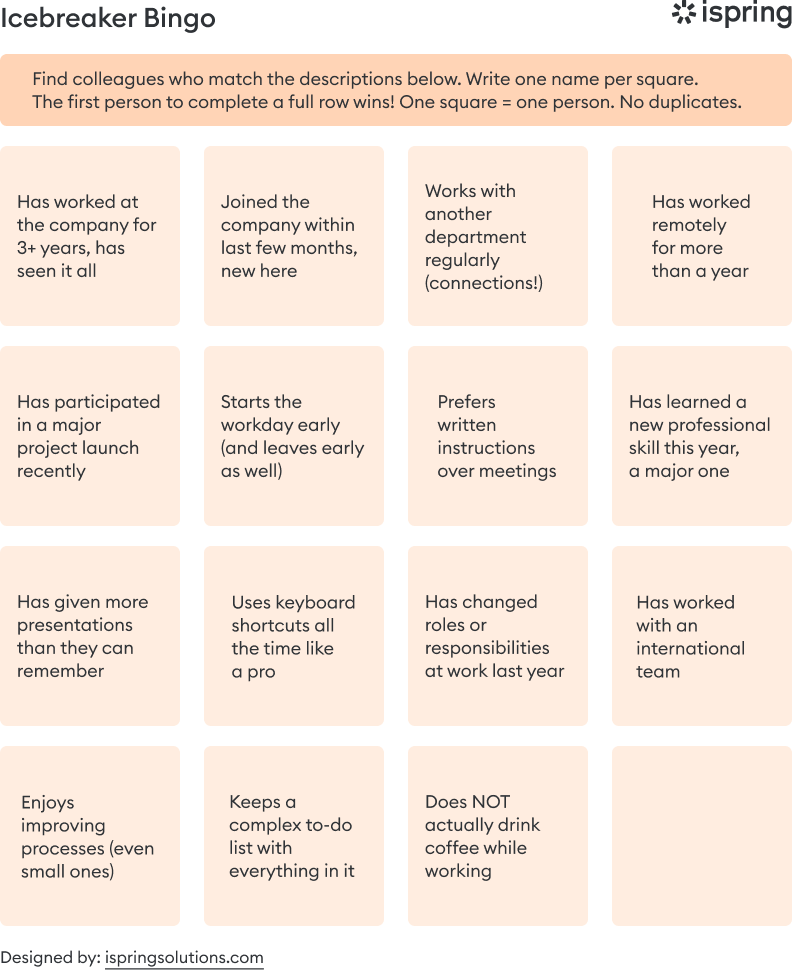Icebreaker Bingo