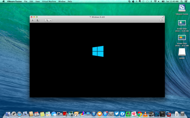 Windows OS launched in VMware Fusion
