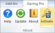 iSpring Presenter e-learning tool toolbar