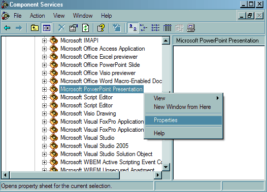 icrosoft PowerPoint properties option