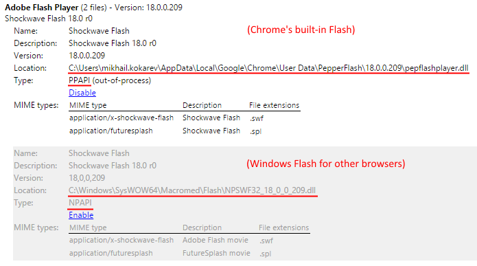 flash plugin in chrome