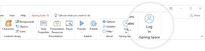 Log in iSpring Space
