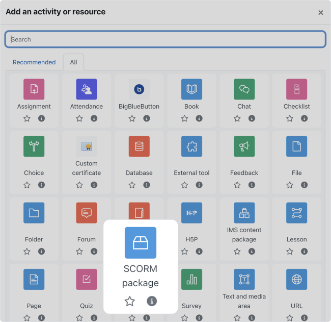 How to add a SCORM course in Moodle LMS