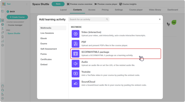 SCORM/HTML5 Package activity