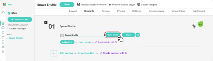 Add Activity in Learnworlds