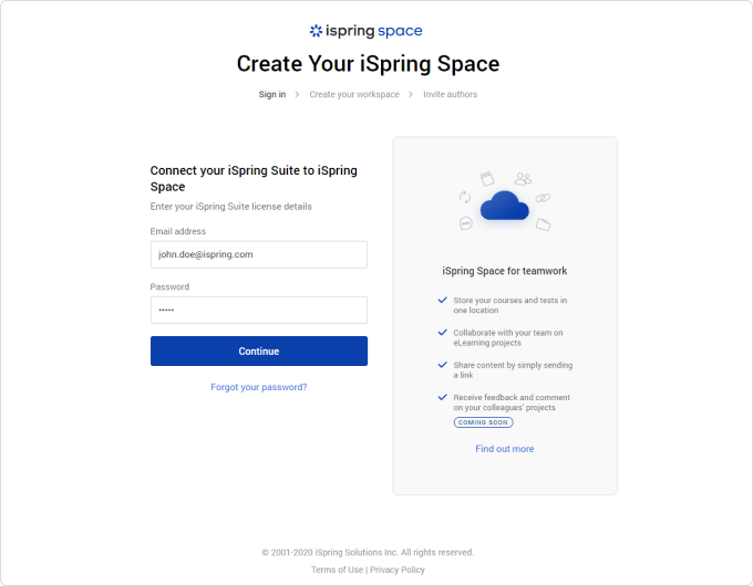 Connect your iSpring Suite to iSpring Space