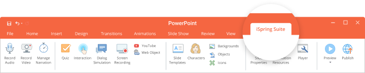 iSpring Suite tab in PowerPoint